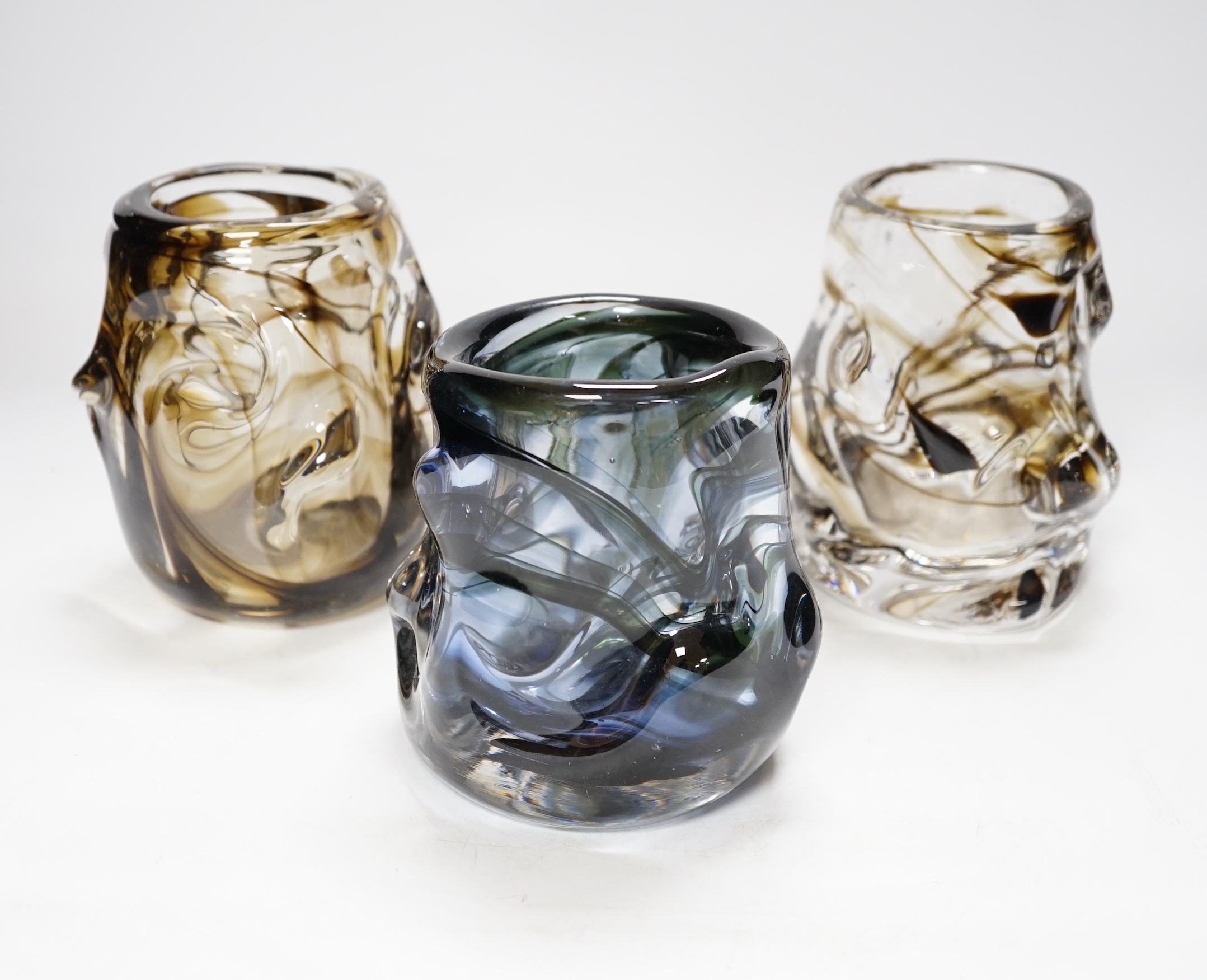 Three Whitefriars ‘Knobbly’ vases, 13cm